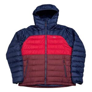 LL BEAN 650 Down Fill Puffer Jacket Winter Parka Red Blue Fleece Lined Mens XL
